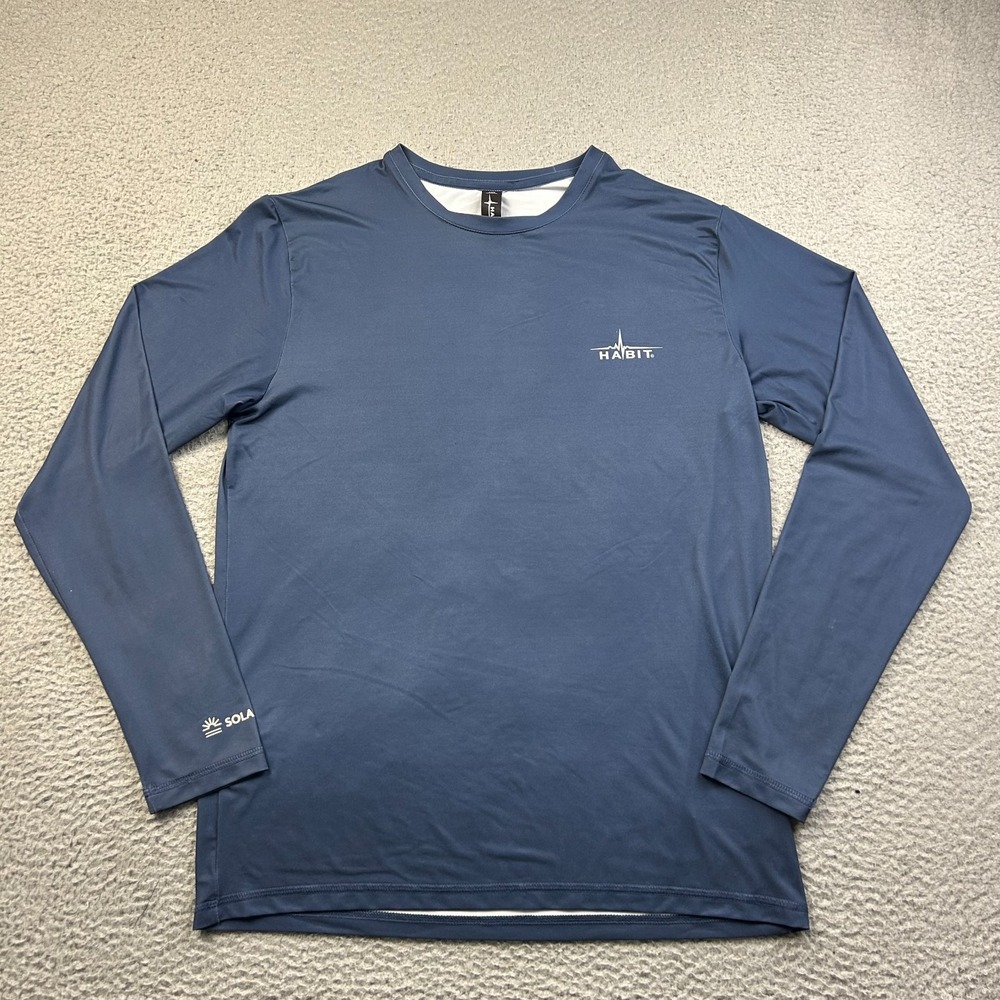 Habit Men's M Blue SOLA Sun Protection Performance Fishing Shirt Long Sleeve UPF